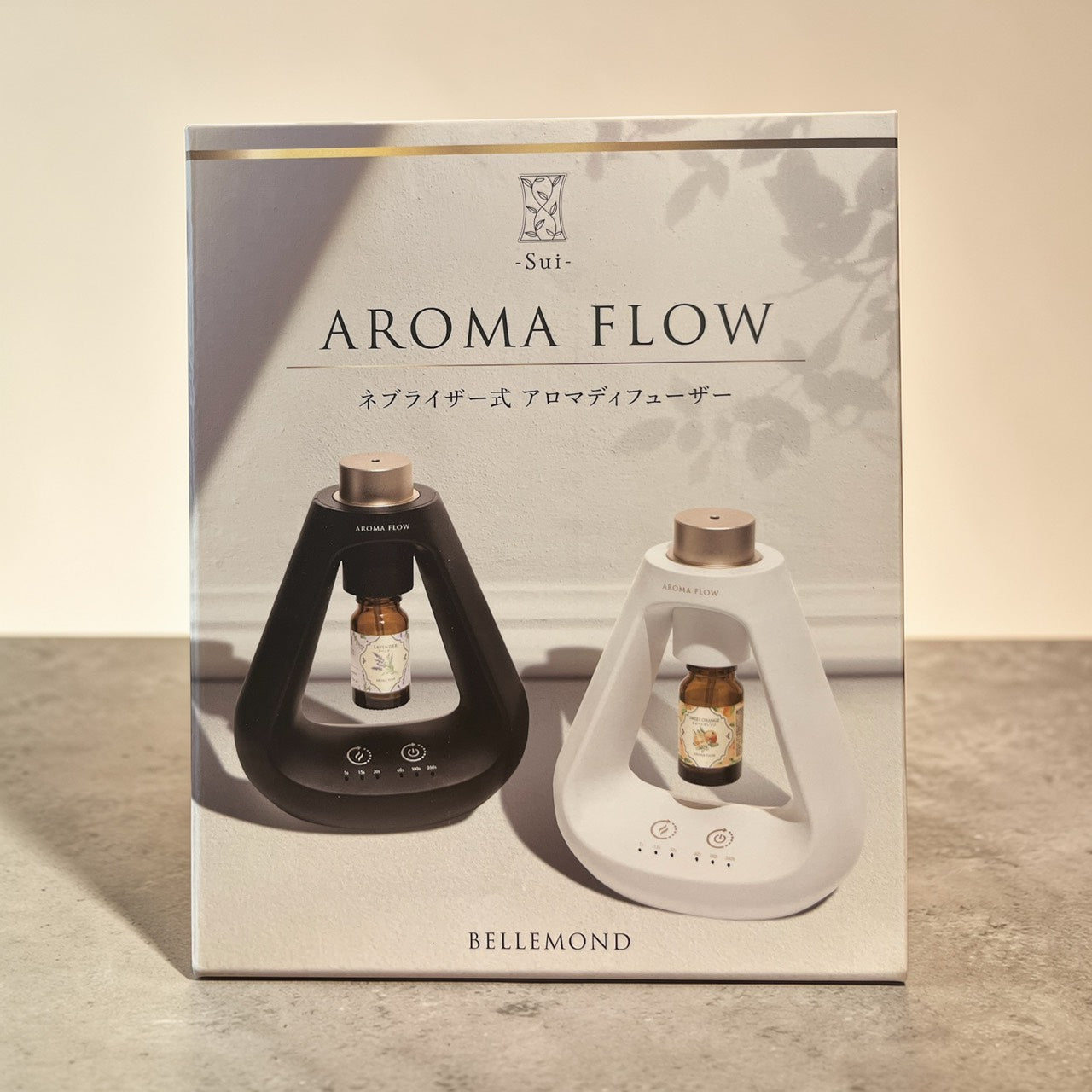 【モダンブラック】ネブライザー式アロマディフューザー（BELLEMOND AROMA FLOW -Sui-）